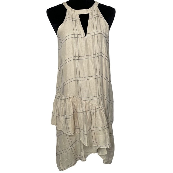 Revolve Parker Sienna Dress Cream Metallic Ruffle Hem Size XS - Picture 2 of 11